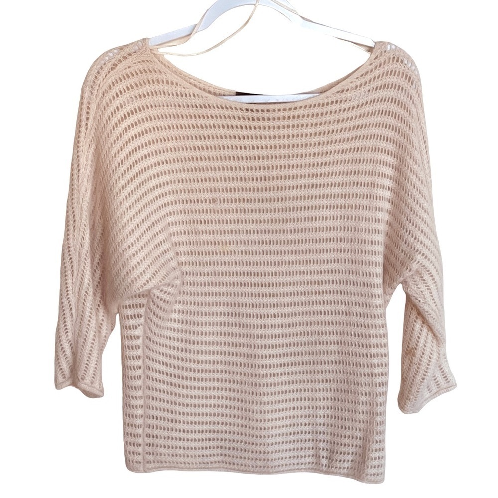 Ann Taylor Blush Loose Weave Angora Dolman Sleeve Sweater Size Small